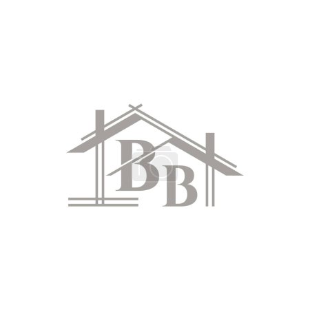 Téléchargez les illustrations : Logo BB avec un élément de forme à la maison qui signifie une société immobilière - en licence libre de droit