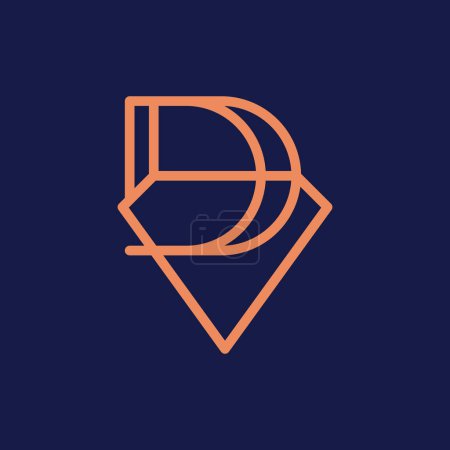 inicial Letra D Diamante Logo Concepto icono signo símbolo Elemento Diseño Línea Arte Estilo. Joyería, Joyería, Gema Logotipo. Plantilla ilustrativa vectorial