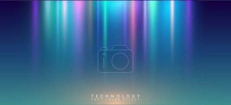 Colorful lights backgrounk. Strips of neon ray on blue gradient. Abstract futuristic banner. Glowing effect. 