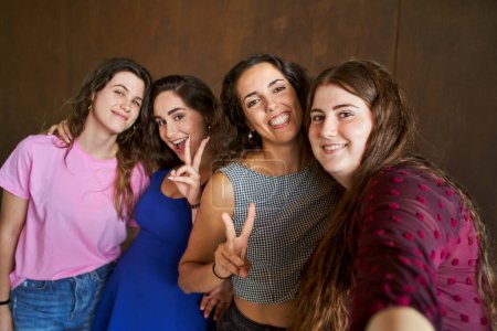 Photo for Best friends having fun taking a group portrait - Happy lifestyle and friendship concept - Royalty Free Image