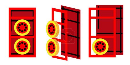 Ilustración de Equipo de prueba de la puerta del ventilador tres para el edificio de la tenacidad del aire - Imagen libre de derechos