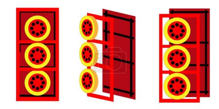 Ilustración de Equipo de prueba de la puerta del ventilador dos para el edificio de la tenacidad del aire - Imagen libre de derechos