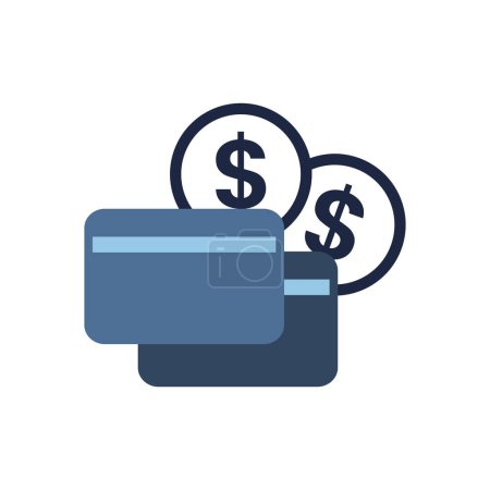 Téléchargez les illustrations : Isolate credit card with cash icon vector - en licence libre de droit