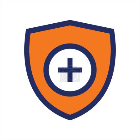 Ilustración de Escudo icono azul y naranja seguro plano icono de diseño - Imagen libre de derechos