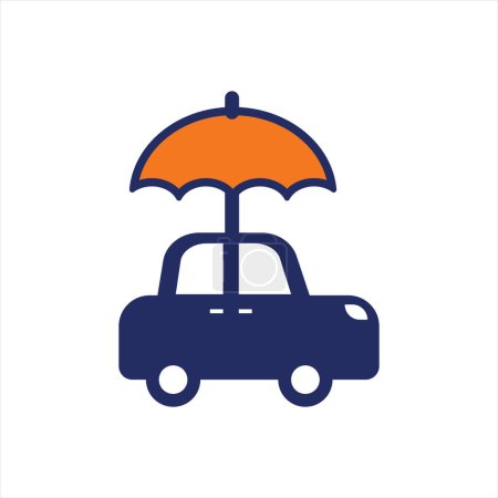 Illustration for Car insurance plan icon blue and orange insurance flat icon design - Royalty Free Image