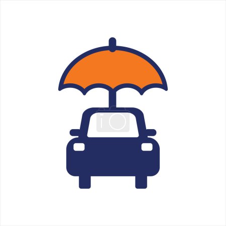 Ilustración de Plan de seguro de coche icono azul y naranja seguro plano icono de diseño - Imagen libre de derechos