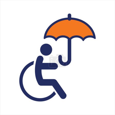 Téléchargez les illustrations : Assurance bleue et orange icône plate - en licence libre de droit