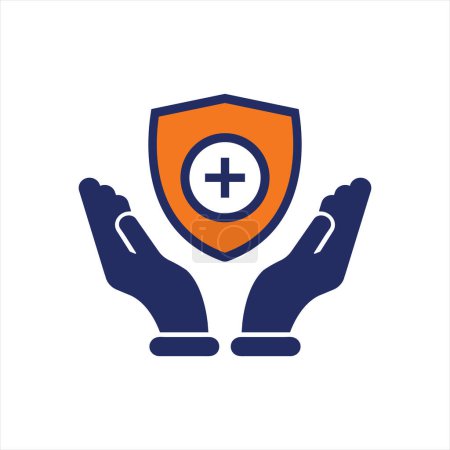Illustration for Shield icon blue and orange insurance flat icon design - Royalty Free Image
