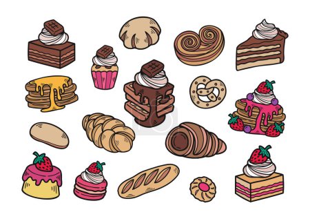 Illustration for Hand drawn dessert bakery collection - Royalty Free Image