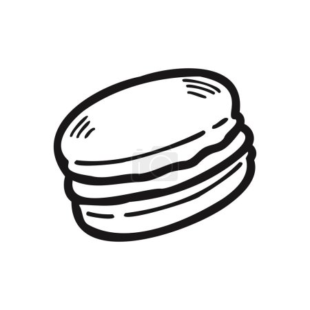 Téléchargez les illustrations : Isoler macaron de boulangerie noir et blanc - en licence libre de droit