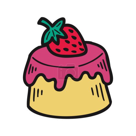 Illustration for Isolate bakery strawberry pudding vector - Royalty Free Image