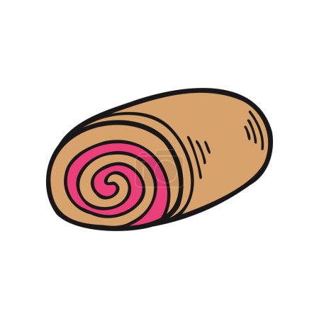 Illustration for Isolate bakery strawberry cream roll - Royalty Free Image