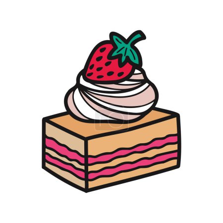 Téléchargez les illustrations : Isoler le vecteur de gâteau aux fraises de boulangerie - en licence libre de droit