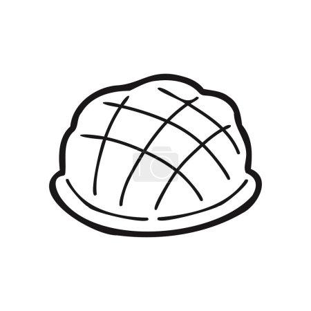 Ilustración de Aislar pan de melón de panadería blanco y negro - Imagen libre de derechos