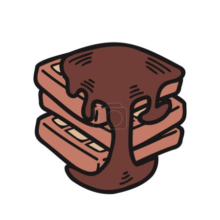 Illustration for Isolate bakery chocolate waffles vector - Royalty Free Image