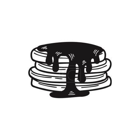 Ilustración de Aislar panadería en blanco y negro panqueque miel - Imagen libre de derechos