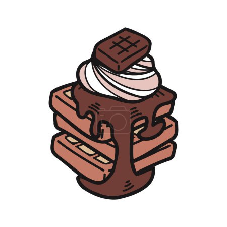 Ilustración de Aislar panadería chocolate waffles vector - Imagen libre de derechos