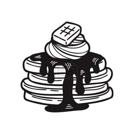 Ilustración de Aislar panadería en blanco y negro panqueques de chocolate vector - Imagen libre de derechos
