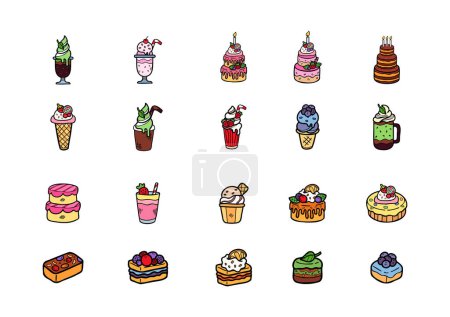 Illustration for Cute handraw desserts bakery set - Royalty Free Image