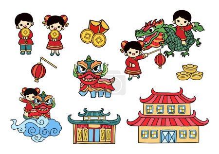 Illustration for Chinese new year elements set - Royalty Free Image