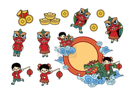 Ilustración de Año nuevo chino elementos conjunto - Imagen libre de derechos