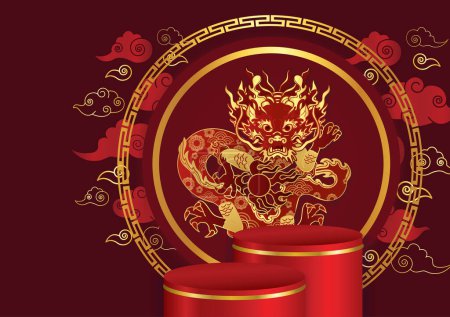 Illustration for Chinese new year product display - Royalty Free Image