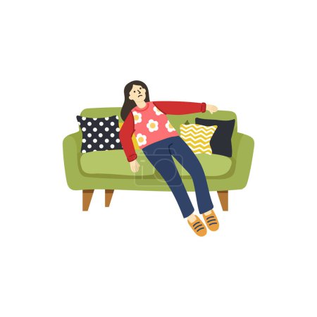 illustration of people tried and relaxing on couch