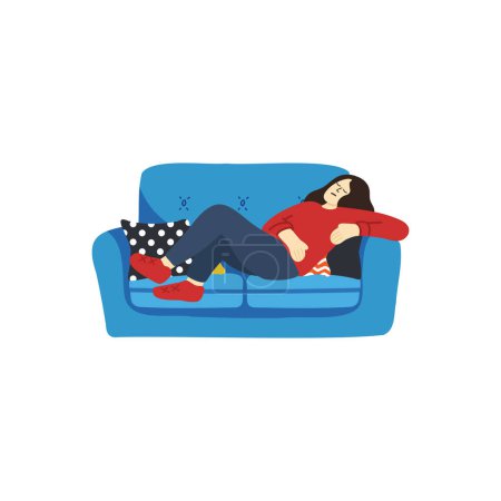 Illustration for Illustration of people tried and relaxing on couch - Royalty Free Image