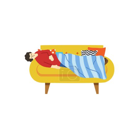 Ilustración de Ilustración de un hombre probado y relajante en el sofá - Imagen libre de derechos