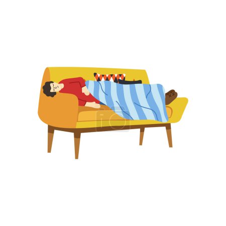 Ilustración de Ilustración de un hombre probado y relajante en el sofá - Imagen libre de derechos