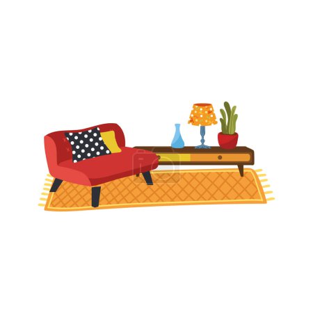 Illustration for A set of furnitures in living room flat style illustration - Royalty Free Image