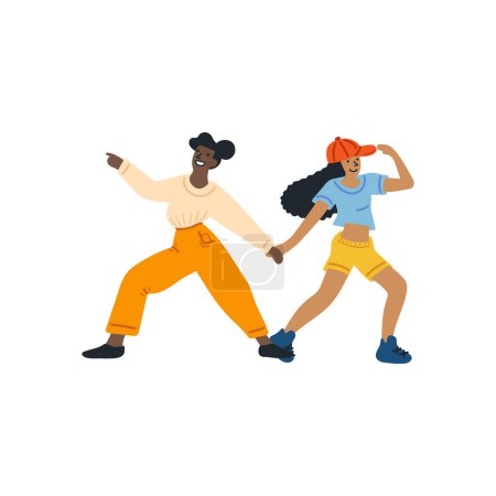 Ilustración de Dos personas bailando juntos estilo de ilustración plana - Imagen libre de derechos