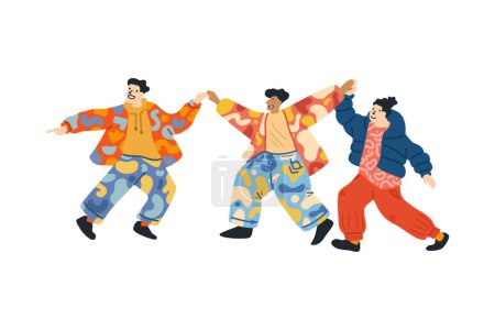 Ilustración de Un grupo de personas bailando juntos estilo de ilustración plana - Imagen libre de derechos