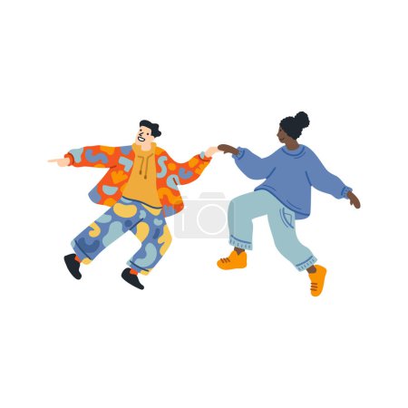 Illustration for Two people dancing together flat illustration style - Royalty Free Image