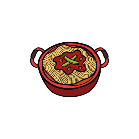Téléchargez les illustrations : Isoler ramen japonais nourriture plat style illustration - en licence libre de droit