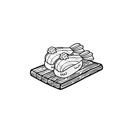 Illustration for Isolate shrimp sushi japanese food flat style illustration - Royalty Free Image