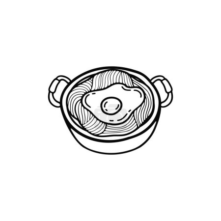 Illustration for Black and white isolate ramen japanese food flat style illustrations - Royalty Free Image