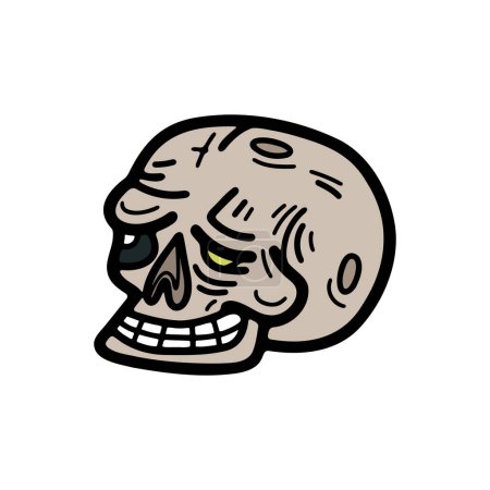 Ilustración de Aislar el carácter del cráneo ilustrador plano en el fondo - Imagen libre de derechos