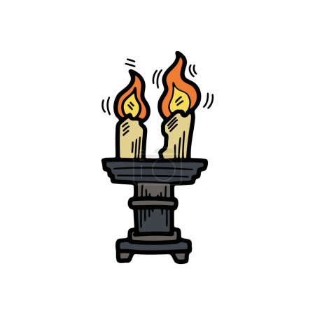 Illustration for Isolate vintage candle flat illustrator on background - Royalty Free Image