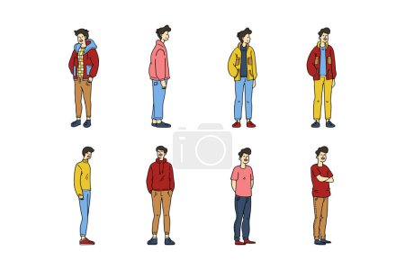 Illustration for Men character set on background - Royalty Free Image