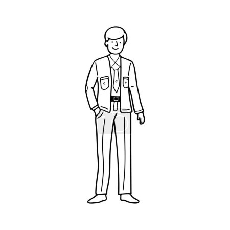 Ilustración de Aislar ilustración en blanco y negro del carácter de hombre de negocios en el fondo - Imagen libre de derechos