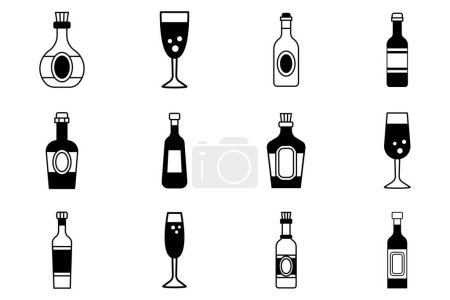 flat icon of alcohol drinks on background