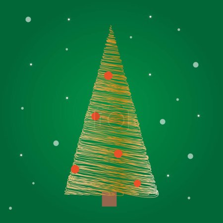 Illustration for Winter colorful cartoon Christmas tree vector. one christmas tree - Royalty Free Image