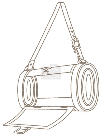 Ilustración de Es un dibujo en línea de un dorán marrón abierto.Es una bolsa que se utiliza al recoger plantas al aire libre, y se llama Doran.. - Imagen libre de derechos