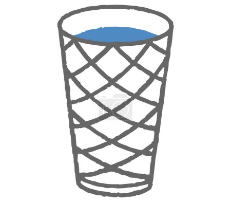 A color illustration of a glass of water.It is a simple line drawing icon.