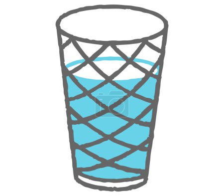  A color illustration of a glass of water. A simple illustration icon.