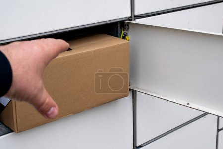 Photo for Shipment in a parcel locker box - Royalty Free Image