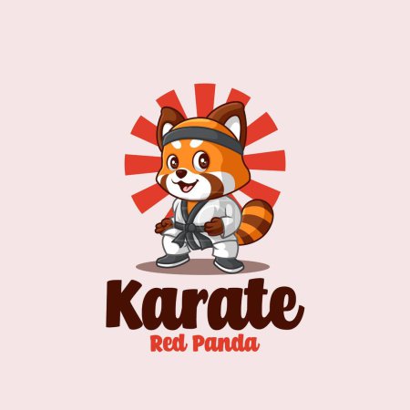 Foto de Logo de personaje de dibujos animados creativos Panda Karate rojo - Imagen libre de derechos