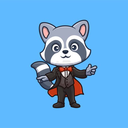 Magician Raccoon Cute Cartoon Illustration