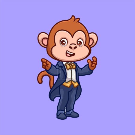 Magician Monkey Cute Cartoon Illustration